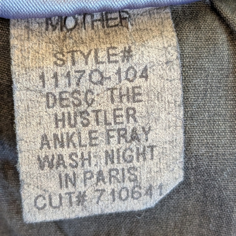 Mother Hustler Fray Jeans Sz‎ 27 Night in Paris Dark Blue Denim Raw Hem Flare - Picture 7 of 14